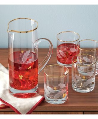 Holiday Gold Glass Beverage Pitcher