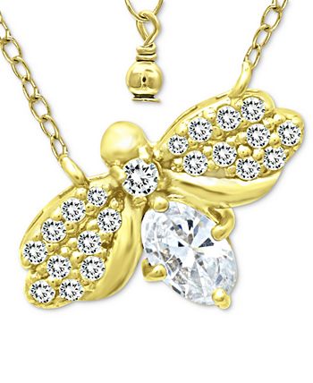 Giani Bernini - Cubic Zirconia Bee 16" Pendant Necklace in 18k Gold-Plated Sterling Silver