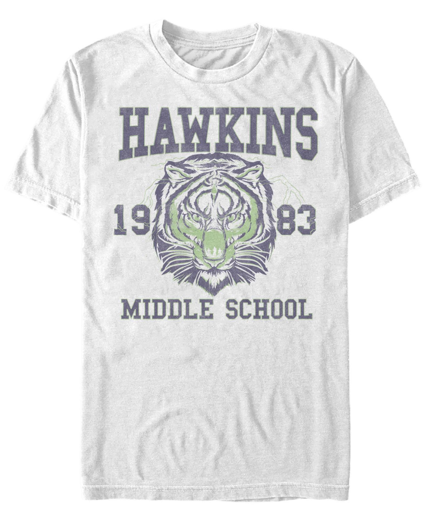 Мужская футболка Fifth Sun Stranger Things Hawkins Middle School 1983 Tiger Short Sleeve, цвет: Белый — фото 1
