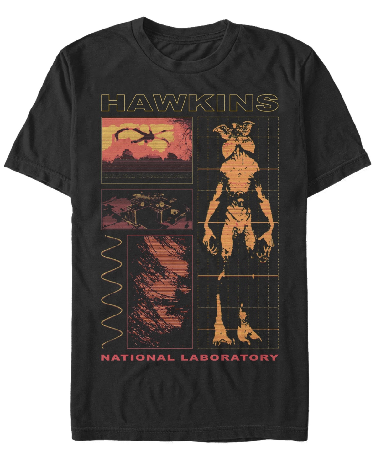 Fifth Sun Stranger Things Men's Demogorgon Schematic Short Sleeve T-shirt In Black