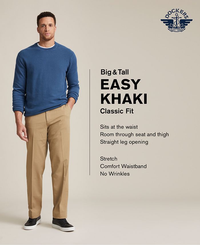 Dockers Men's Big & Tall Easy Classic Fit Khaki Stretch Pants & Reviews ...