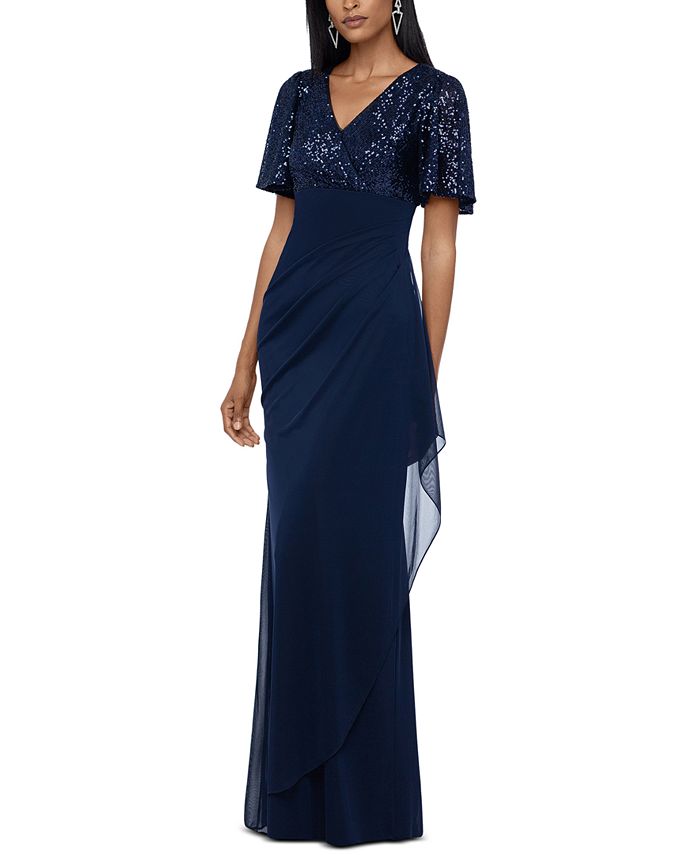 XSCAPE Petite Sequined A-Line Gown - Macy's