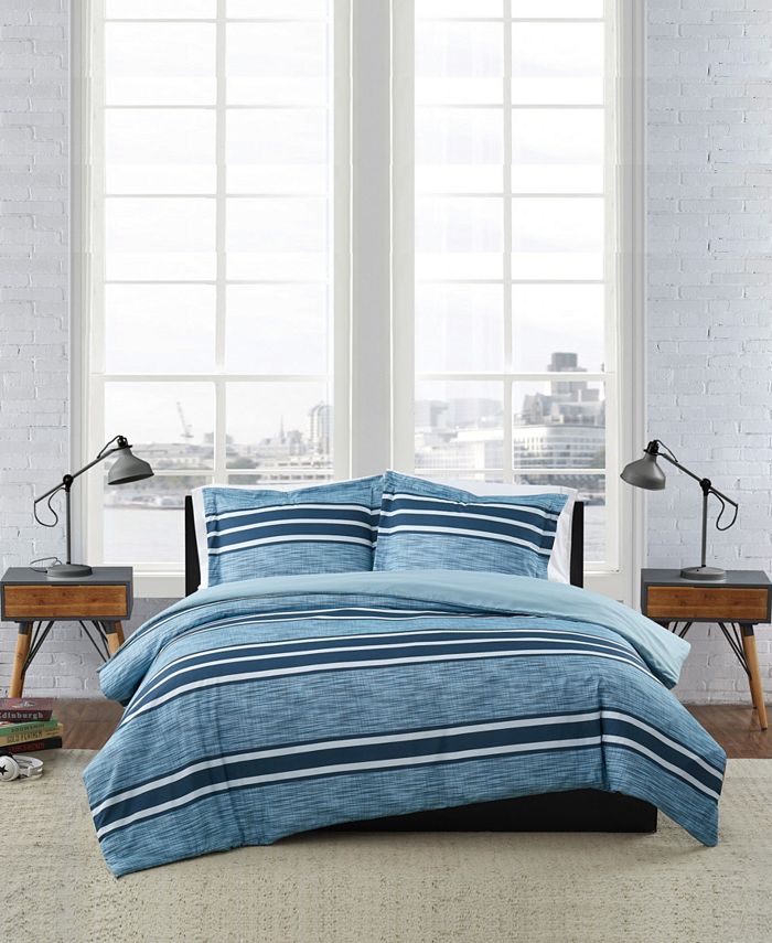 London Fog Mitchell Stripe 3 Piece Comforter Set, Full/Queen Macy's