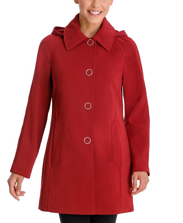 London Fog Single-Breasted Hooded Raincoat & Reviews - Coats - Women ...