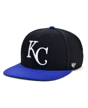 47 Brand Kansas City Royals Coop Shot Snapback Cap In Black/royalblue