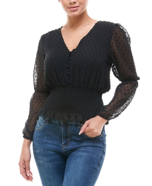 image of Q & A Clip-Dot Smocked Top