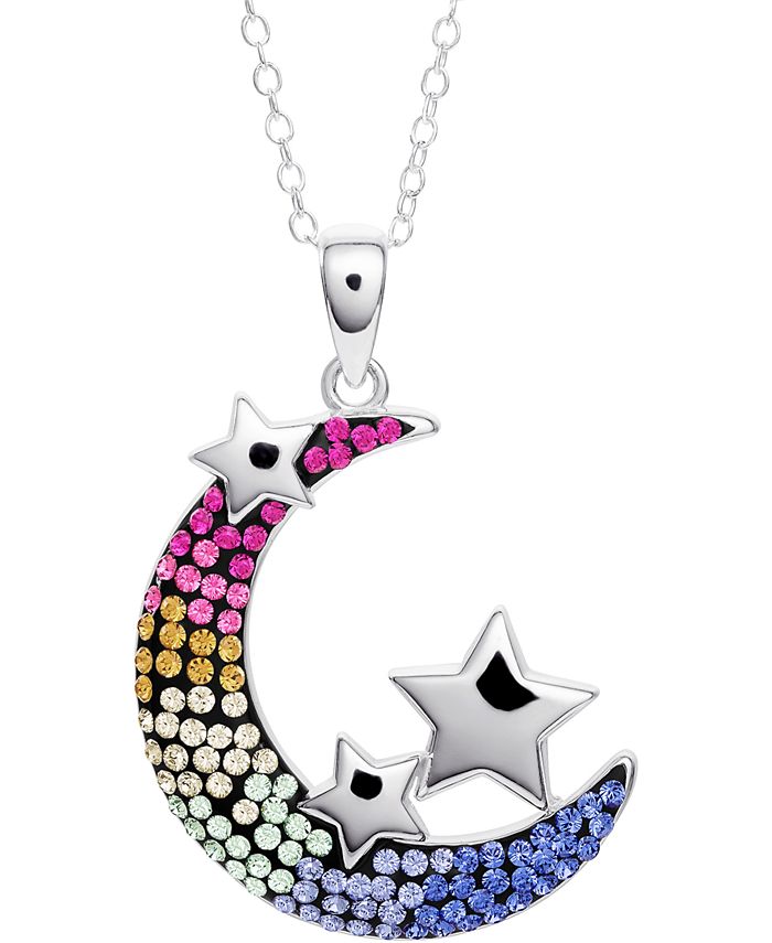 Giani Bernini - Crystal Moon & Stars 18" Pendant Necklace in Sterling Silver