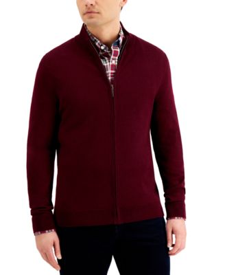 Men's Merino Zip-Front Sweater, Created for Macy's