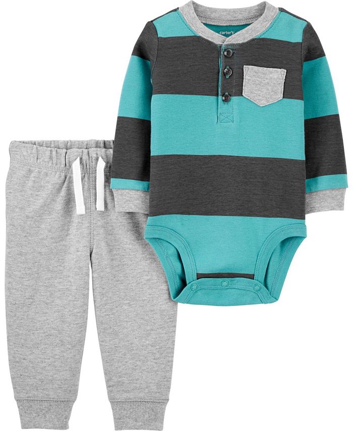 Carter's Baby Boy 2-Piece Rugby Striped Bodysuit Pant Set - Macy's