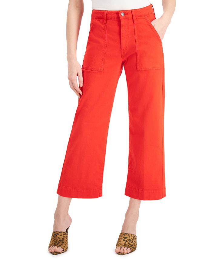 GUESS Cropped Wide-Leg Jeans - Macy's