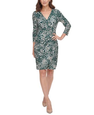 Jessica Howard Petite Printed Faux-Wrap 