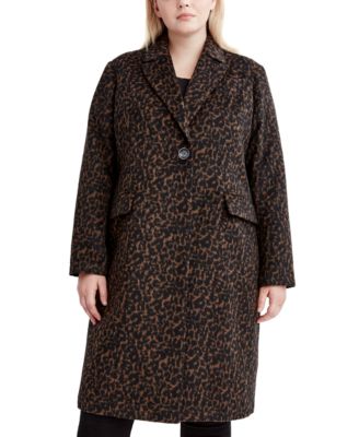 Tahari - Plus Size Leopard-Print Walker Coat