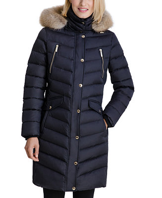 Michael Kors Faux-Fur Trim Hooded Down Coat, Created for Macy's - Macy's
