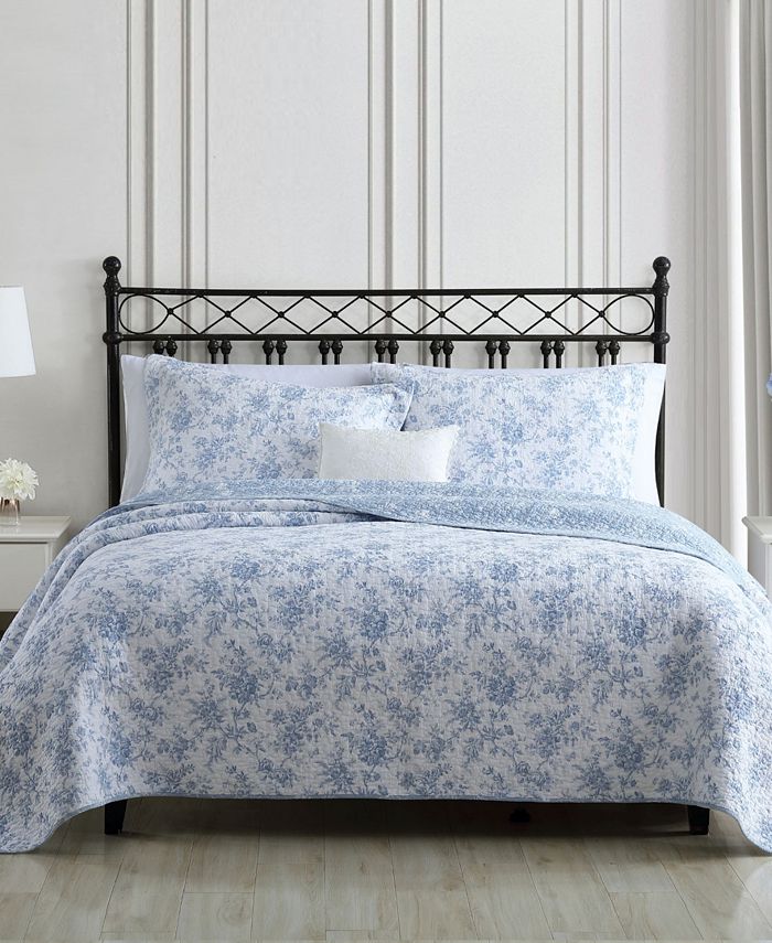 Laura Ashley Walled Garden Reversible 3 Piece Quilt Set, Full/Queen