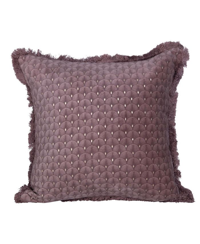 CREATIVE COOP INC Square Cotton Velvet Pillow with Fringe, 16" x 16