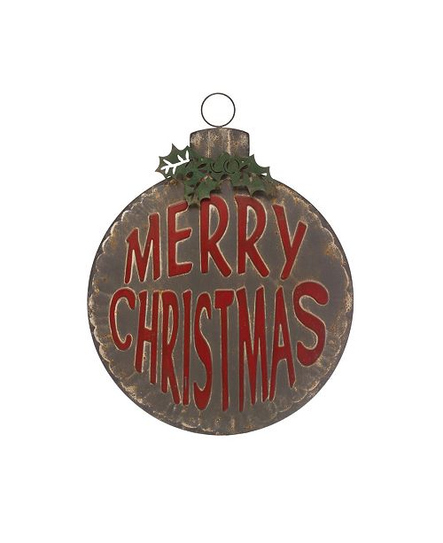Creative Co Op Inc Ornament Shaped Metal Wall Decor With Embossed Merry Christmas Heavily Reviews Holiday Shop Home Macy S