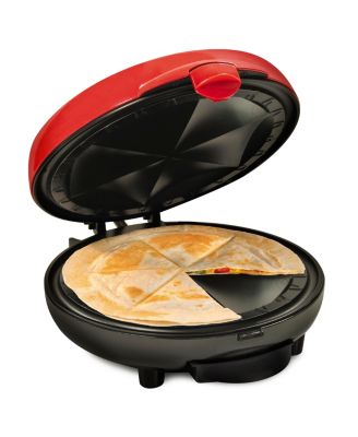 Nostalgia - Taco Tuesday TTEQM8RD Deluxe 6-Wedge Electric Quesadilla Maker with Extra Stuffing Latch
