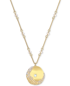 image of Swarovski Gold-Tone Crystal Air Coin Pendant Necklace, 16-1/2