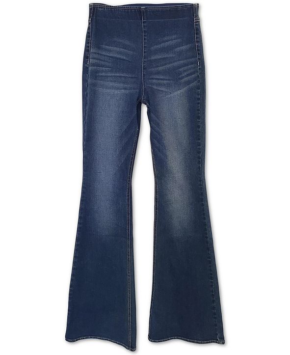 high rise pull on jeans
