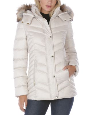 Laundry by Shelli Segal - Faux-Fur Trim Hooded Puffer Coat