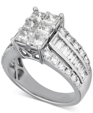 Macy's Diamond Princess Cluster Engagement Ring (3 Ct. T.w.) In 14k White Gold