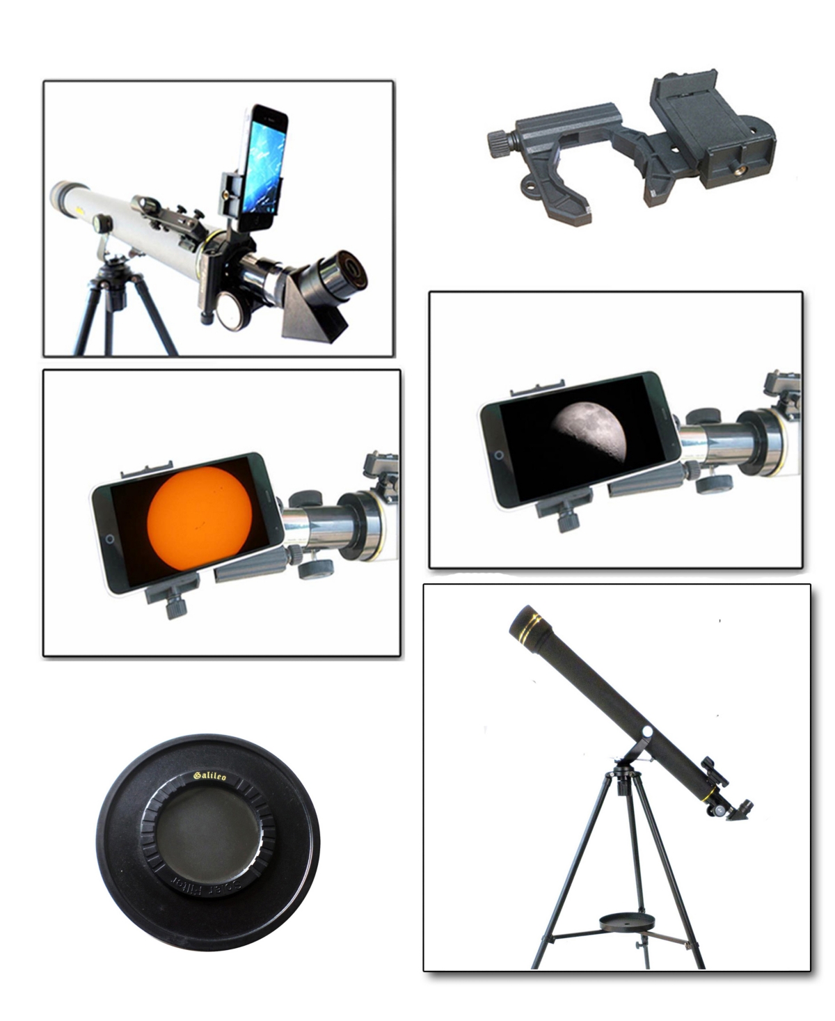 Shop Galileo 700mm X 60mm Day And Night Telescope Kit Plus Smartphone Adapter And Solar Filter Cap In Black