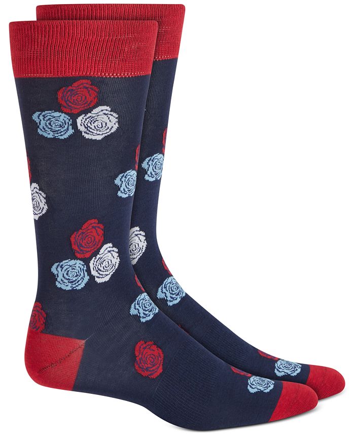 Bar III Men's Blue FloralPattern Socks, Created for Macy's Macy's