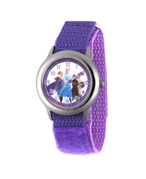 Ewatchfactory Kids' Disney Frozen 2 Elsa, Anna, Olaf, Sven Girls' Stainless Steel Watch 32mm In Purple
