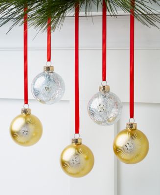 Holiday Lane Shine Bright Glass Gold and Silver Ornaments, Set of 5 ...