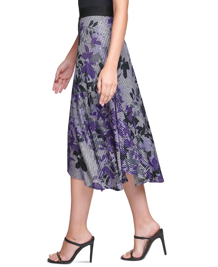 Calvin Klein Floral-Print Asymmetrical Midi Skirt & Reviews - Skirts ...