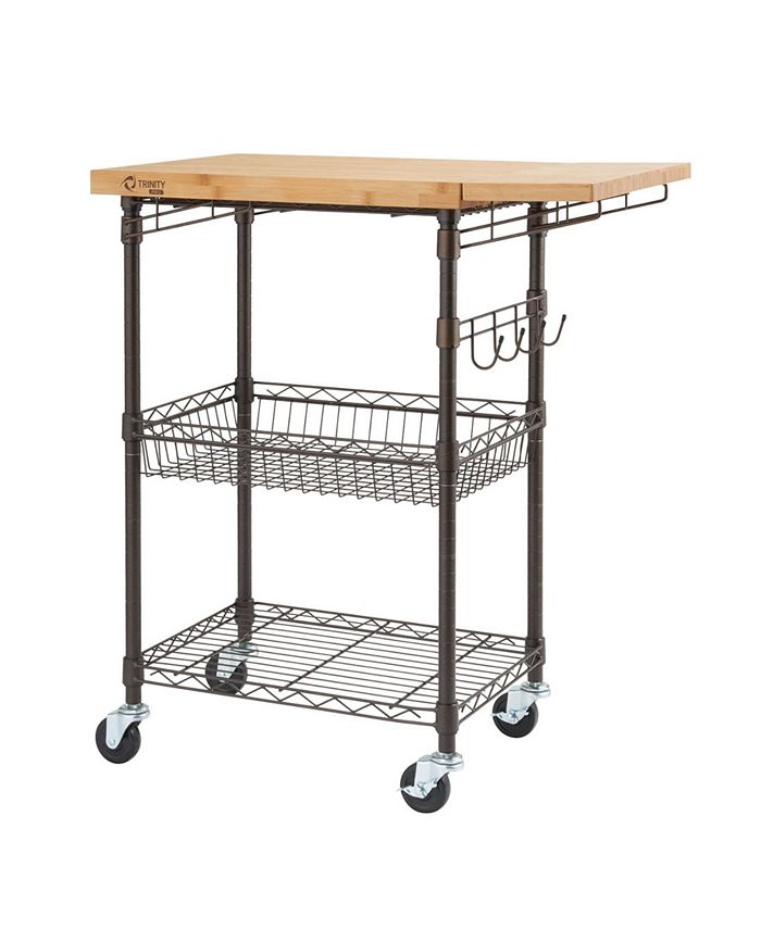 TRINITY Pro Expandable Bamboo Top Bronze Anthracite Kitchen Cart Macy's