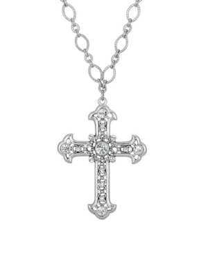 image of 2028 Silver-Tone Crystal Large Cross 28