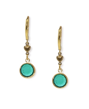 image of 2028 Gold-Tone Blue Zircon Channel Crystal Drop Earring