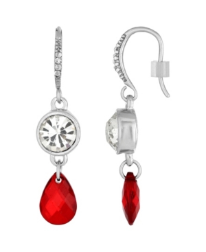 image of 2028 Silver-Tone Red Drop Earring