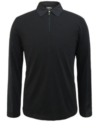 Alfani Men's Woven Pieced Long-Sleeve Polo, Created for Macy's - Macy's