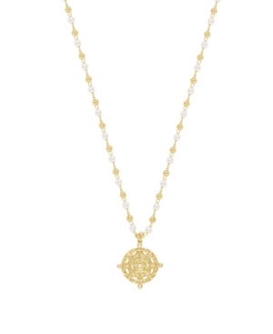 image of Ettika Long Travels Imitation Pearl and 18K Gold Ball Chain Women-s Necklace