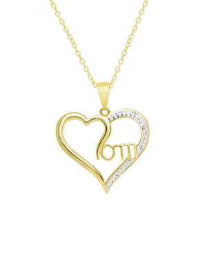 image of Macy-s Diamond Accent Gold-plated Mom Double Heart Pendant Necklace