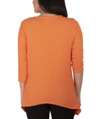 Women's Plus Size Button Detail Ribbed Tunic