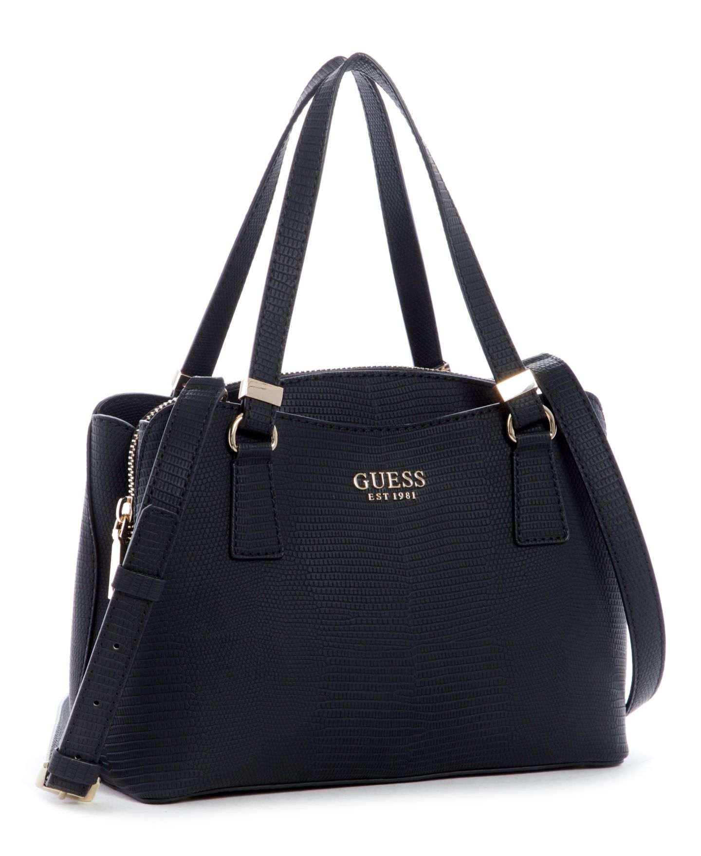 Сумка GUESS Lyndi Small Triple Compartment Girlfriend Satchel, цвет: Чёрный — фото 5