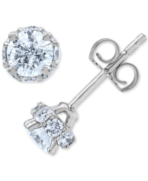 image of Diamond (1 ct. t.w.) Halo Stud Earrings in 14K White, Yellow and Rose Gold