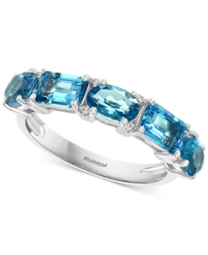 image of Effy Blue Topaz (2-7/8 ct. t.w.) & Diamond (1/4 ct. t.w.) Ring in 14k White Gold