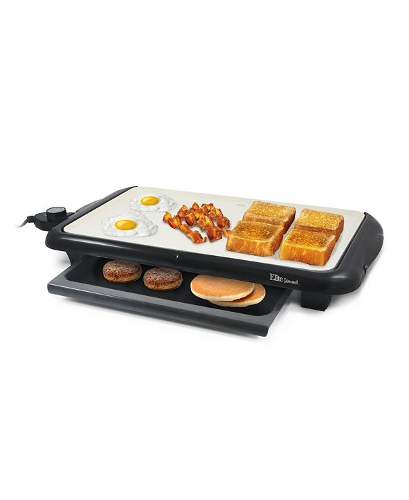 Elite Gourmet Electric 18" Ceramic Griddle with Warming Drawer