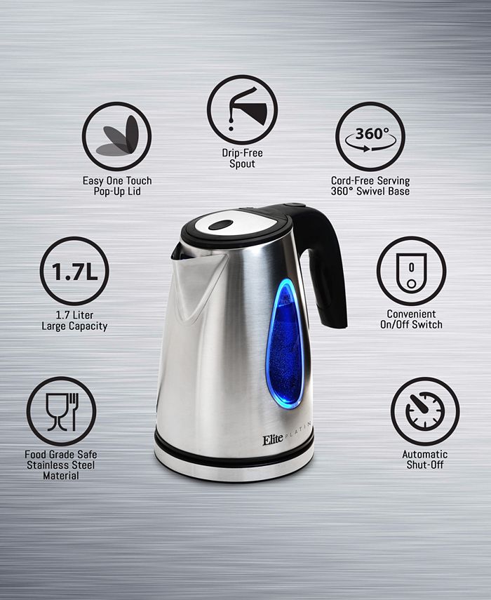 Elite Platinum Stainless Steel 1.7L Cordless Kettle Macy's
