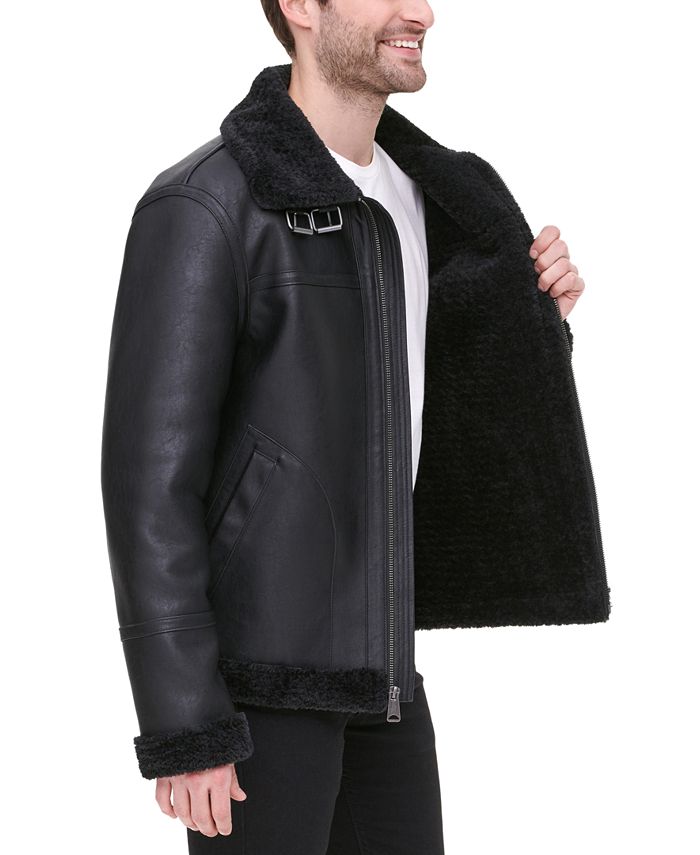 Tommy Hilfiger Men's Faux Leather Fleece-Lined Shortie Jacket, Created ...