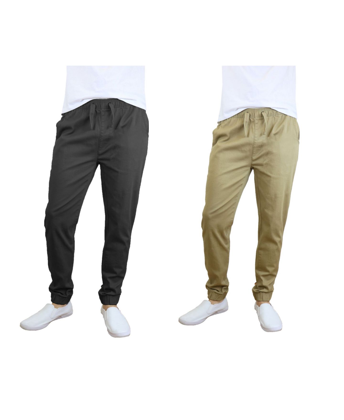 Мужские брюки Galaxy By Harvic Basic Stretch Twill Joggers, Pack of 2, цвет: Чёрный / Коричневый — фото 11