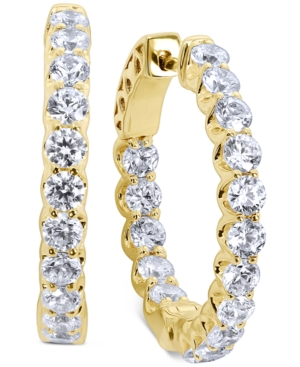 image of Arabella Swarovski Zirconia Small In & Out Hoop Earrings in xk Gold-Plated Sterling Silver, 0.75