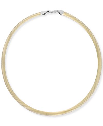 14k Gold and Sterling Silver Necklace, Two-Tone Reversible Omega ...