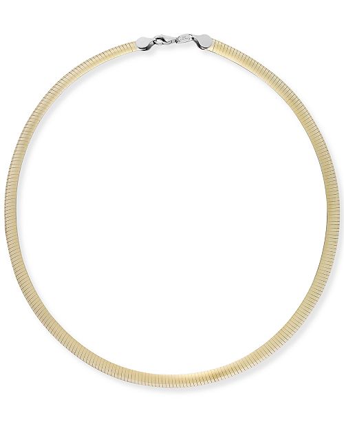 Macy's 14k Gold and Sterling Silver Necklace, Two-Tone Reversible Omega ...