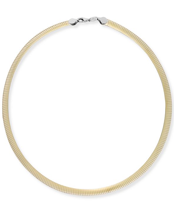 Macy's 14k Gold and Sterling Silver Necklace, TwoTone Reversible Omega