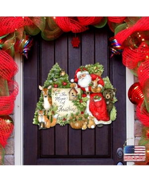 Designocracy By Susan Winget Woodland Playing Santa Wall And Door Decor In Multi
